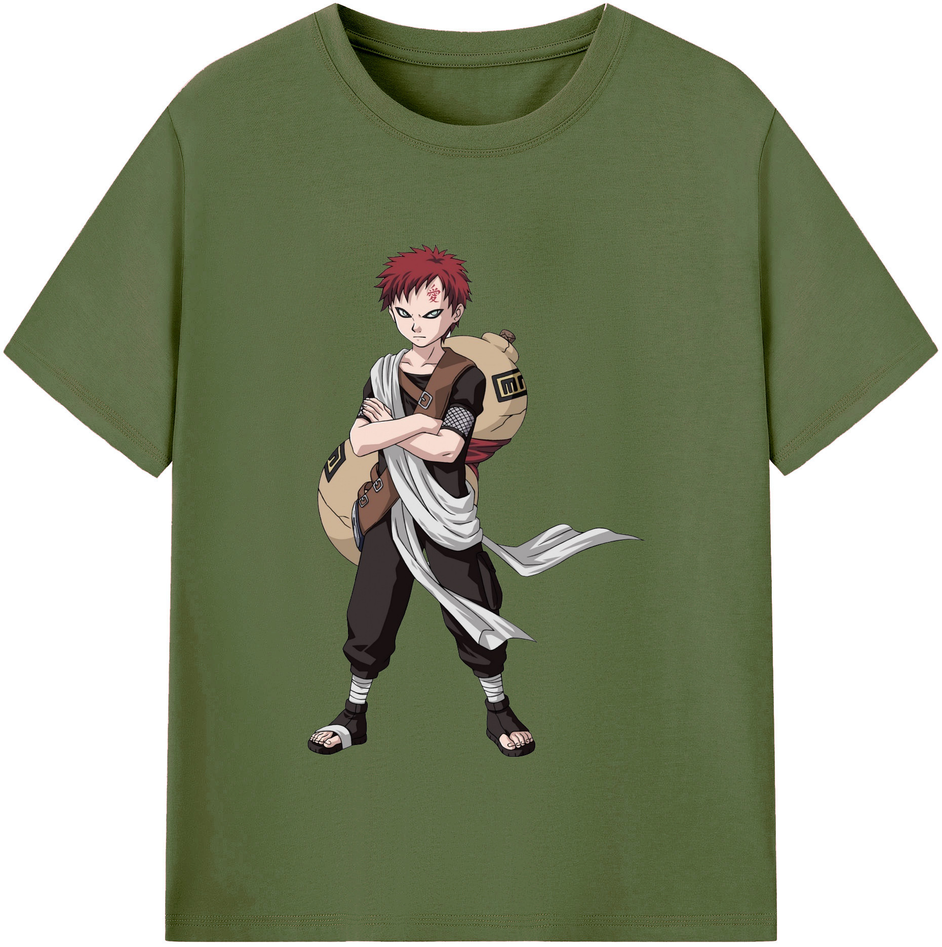 （画像用） NARUTO -ナルト- ガアラ Gaara 綿100％半袖Tシャツ（フロントプリント）
